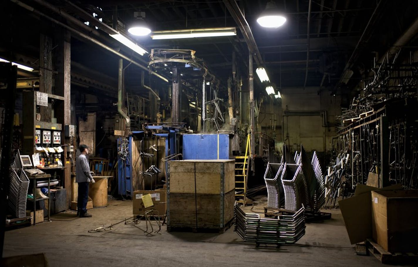 Denny Roach operated the last plating line at Superior Plating in northeast Minneapolis, moving steel table legs and chair frames through tanks to apply the nickel chrome coatings for customers Sico of Edina and Wenger of Owatonna. The 92-year-old company is closing down.