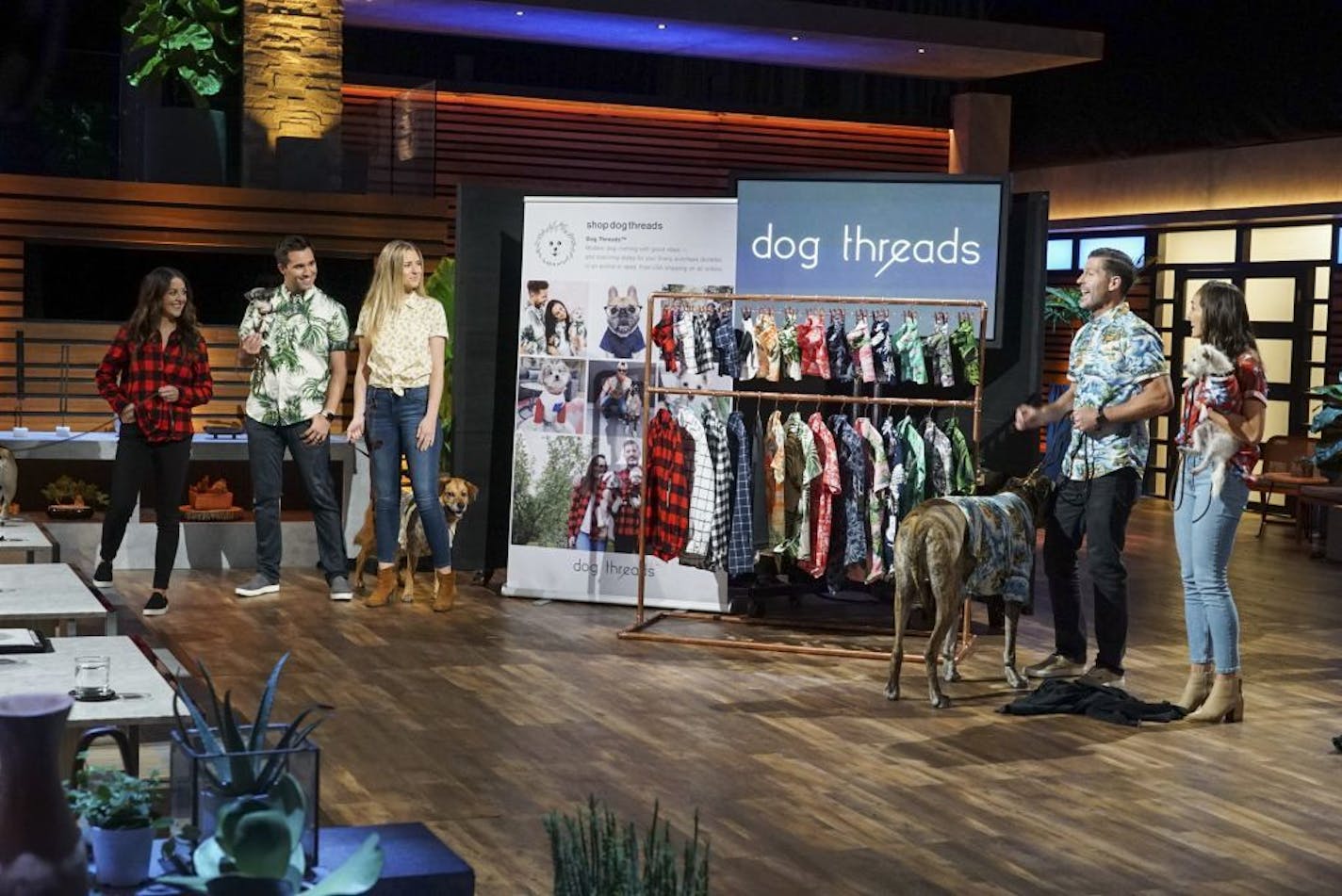 Scott and Gina Davis, left, owner of Dog Threads won a $250,000 investment on "Shark Tank."