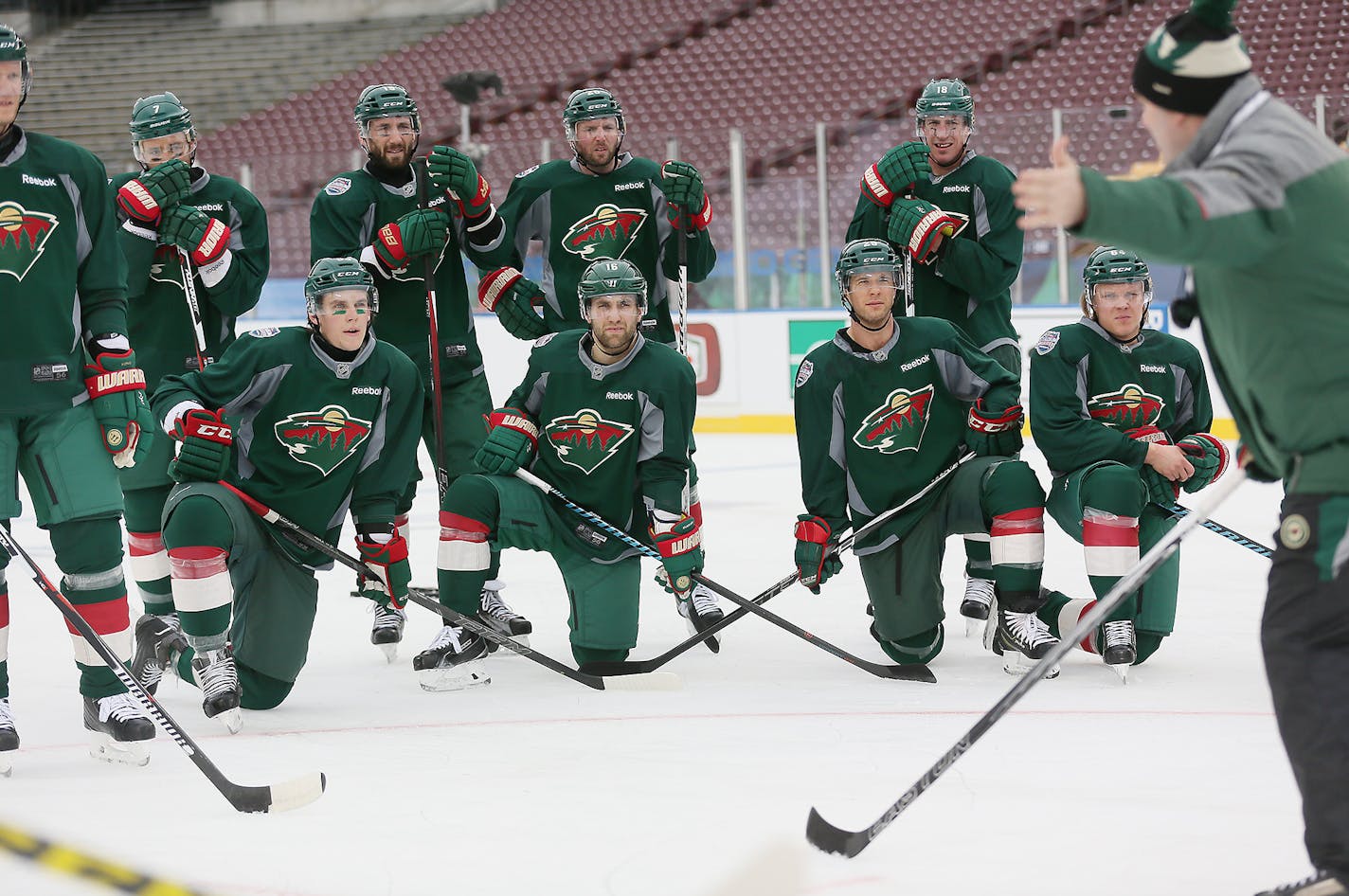 Players listened to Wild coach John Torchetti during a practice at TCF Bank Stadium last month.