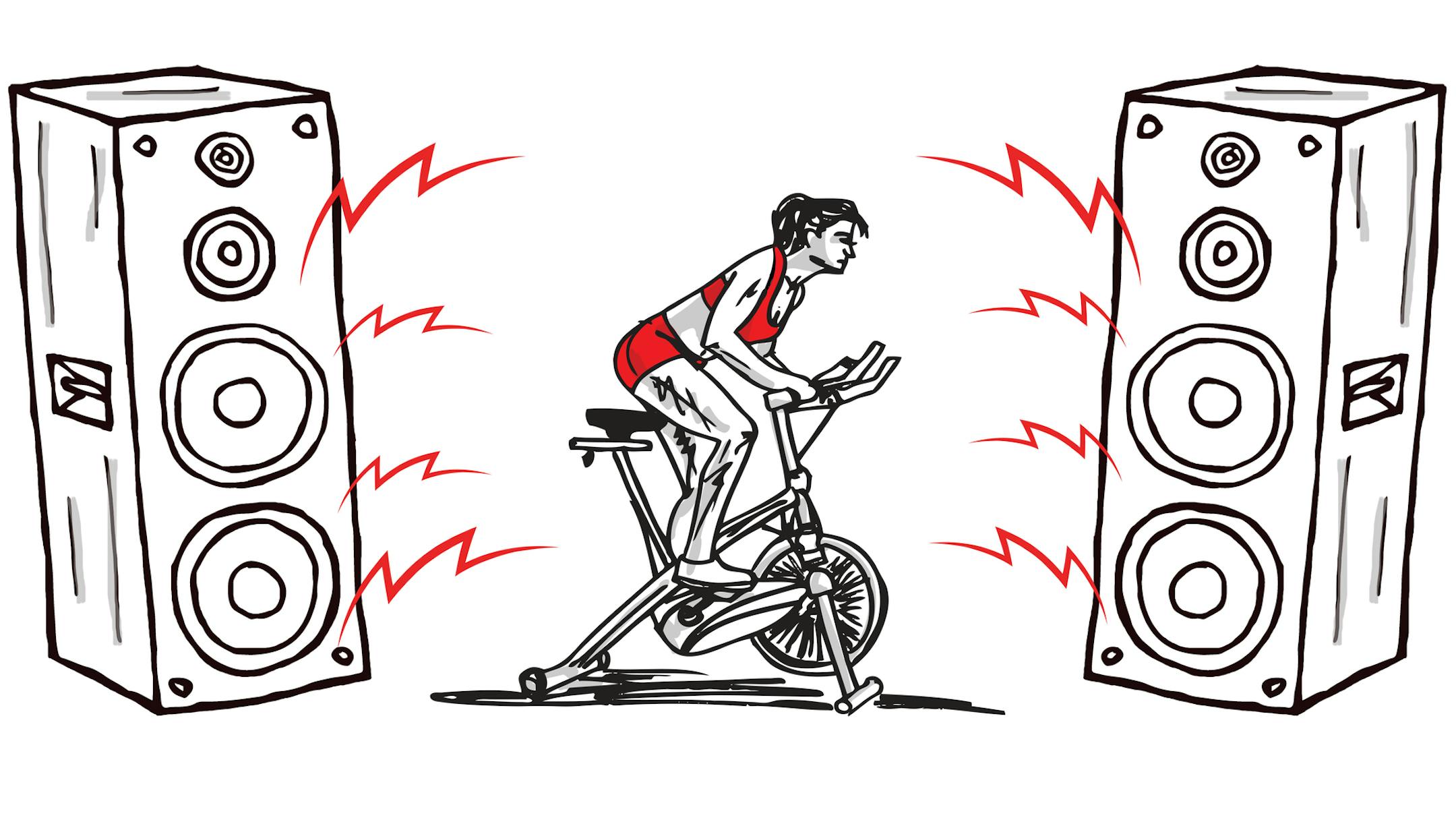 sketch of Woman on stationary training bicycle