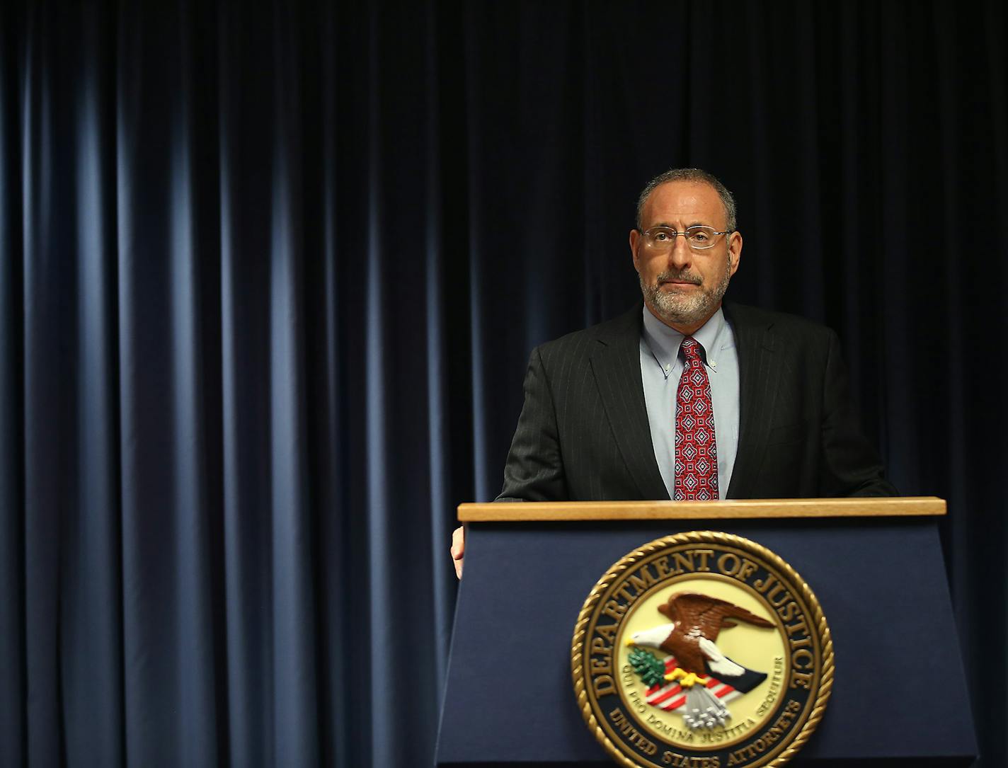 United States Attorney Andrew M. Luger announced the filing of a lawsuit against the City of St. Anthony Village for an alleged violation of the Religious Land Use and Institutionalized Persons Act of 2000, during a press conference at the United State Attorney's Office, Wednesday, August 27, 2014 in Minneapolis, MN. ] (ELIZABETH FLORES/STAR TRIBUNE) ELIZABETH FLORES &#x2022; eflores@startribune.com