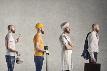 A man in different kind of occupations. istock photo