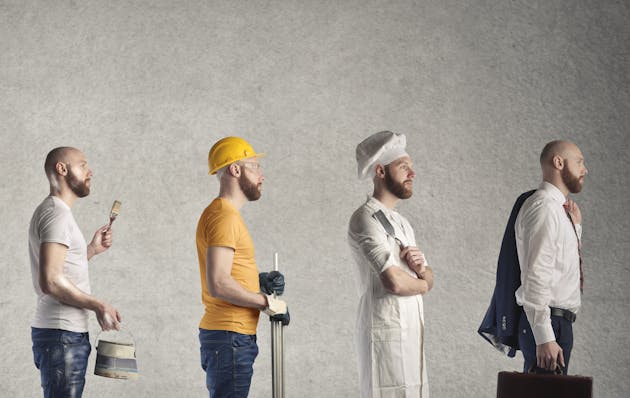 A man in different kind of occupations. istock photo