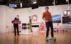 Evine Live, the Eden Prairie-based home shopping network, is one retailer selling the hot item this holiday season. Host Sasha Andreev riding a Swagwa