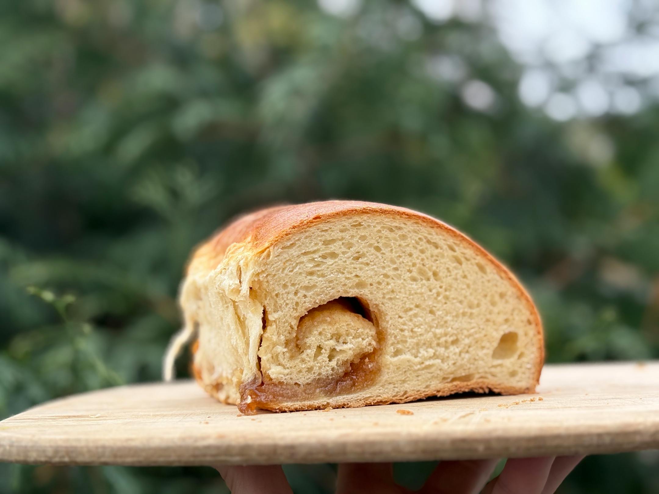 X2 Bakery's Japanese milk bread with cinnamon sugar center.