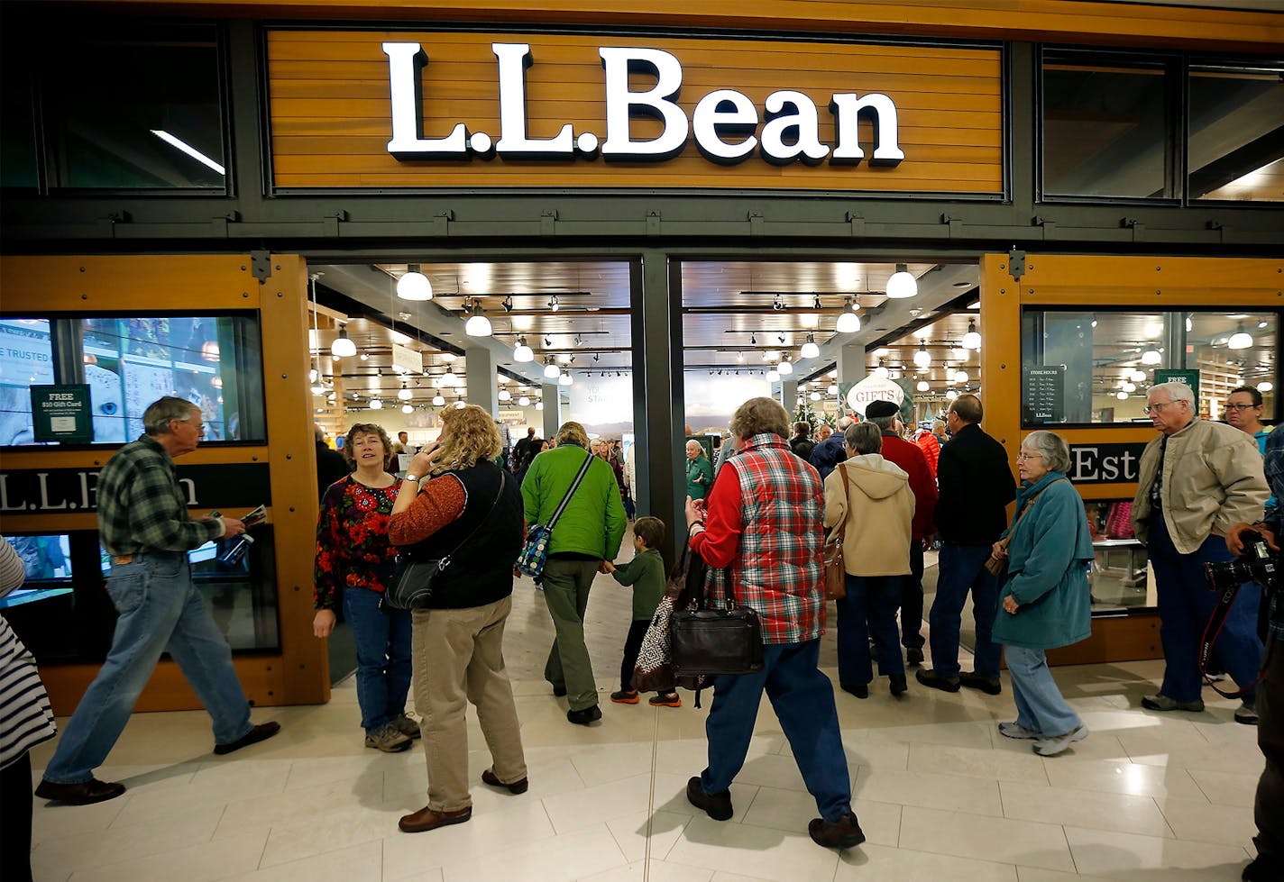 People made their way into the newly opened L.L. Bean store at the Mall of America, Friday, November 14, 2014 in Bloomington.