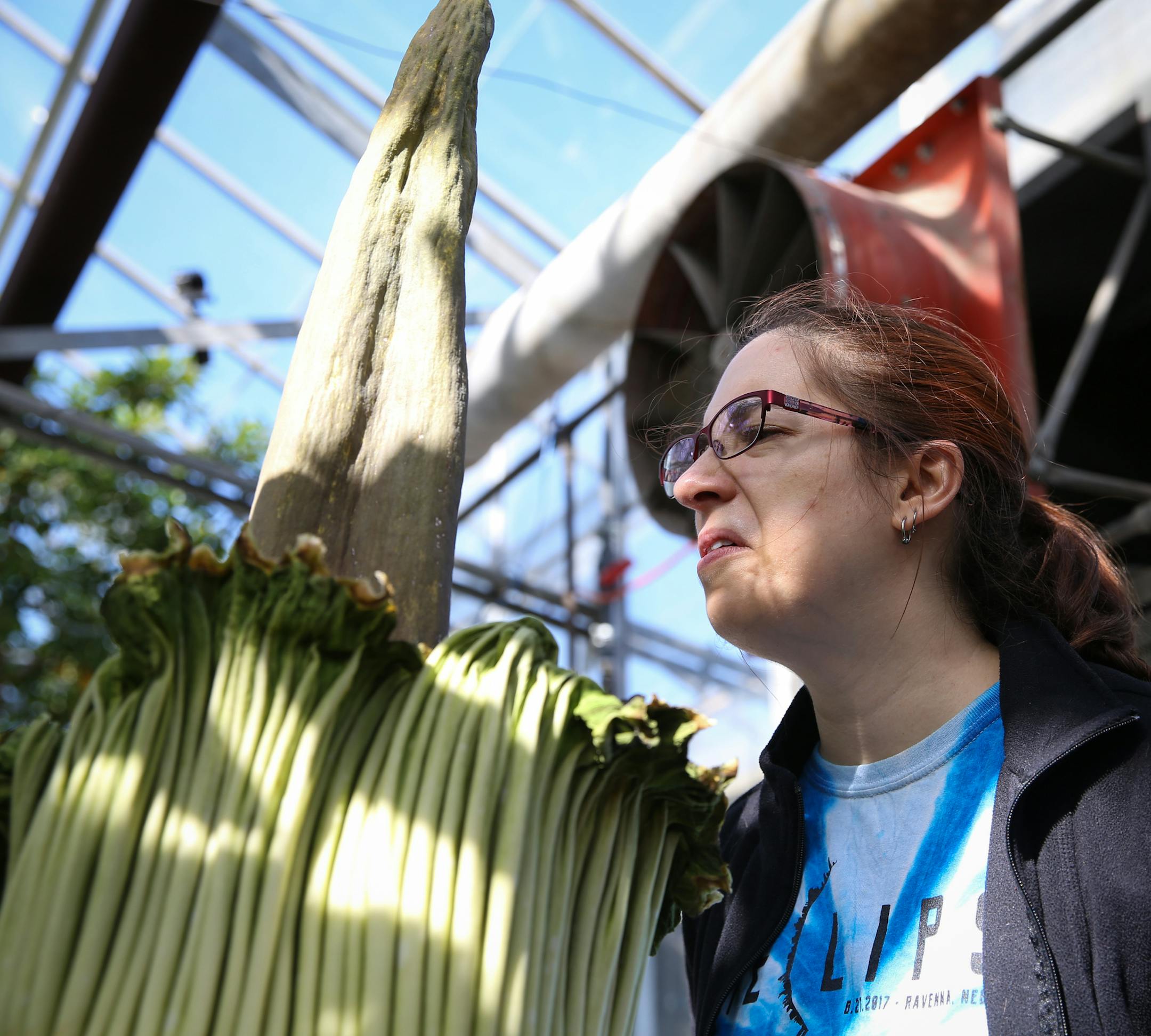 "It smells like hot garbage with rotting meat products," is how University of Minnesota grad student Shanta Hejmadi described the smell of the school's blooming corpse flower. ] Shari L. Gross • shari.gross@startribune.com Waiting until the first day of spring, the U's nose-toriously stinky corpse flower has bloomed at the school's St. Paul campus. It's been three years since the U of Minnesota's corpse flower has bloomed.