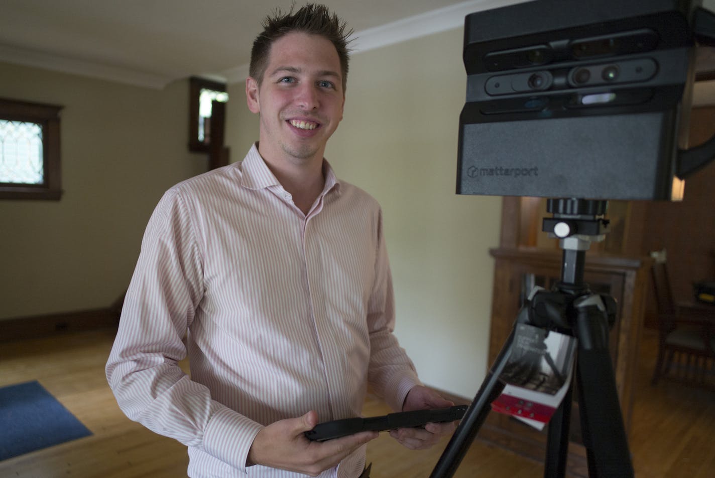 On October 1, 2014, Brandon Doyle is a tech savy real estate agent who purchased a 3D camera to create a walk through experience of his listings .]Richard Tsong-Taatarii/rtsong- taatarii@startribune.com