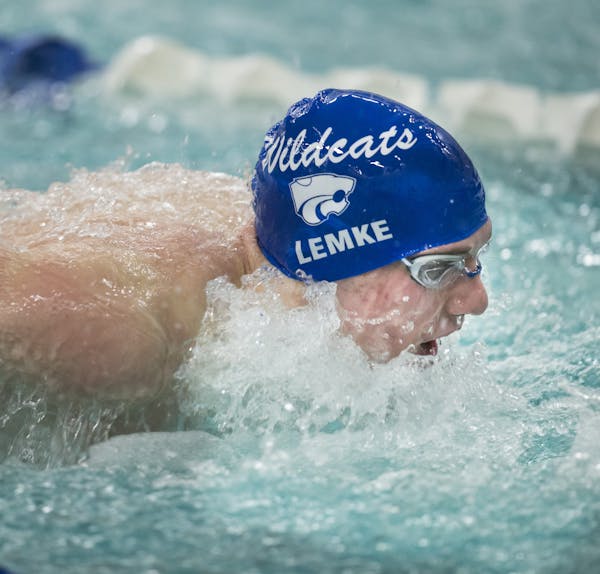 Parker Lemke swam in the 100 yard Butterfly during a meet against Prior Lake on Tuesday, January 26, 2016 in Eagan, Minn. ] RENEE JONES SCHNEIDER &#x2