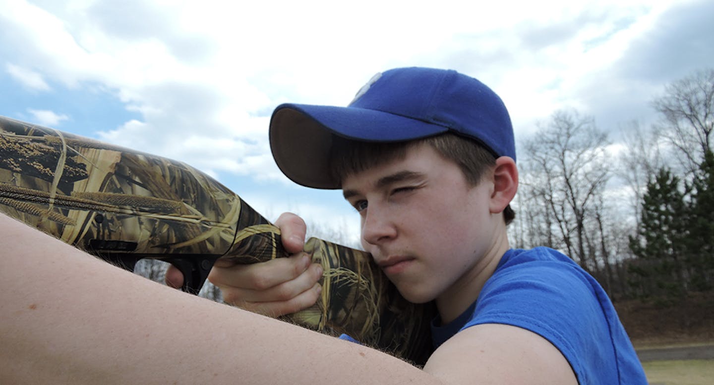 Collin French shoots for the Brainerd High School team.