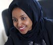 FILE - In this Jan. 5, 2017, file photo, state Rep. Ilhan Omar is interviewed in her office two days after the 2017 Legislature convened in St. Paul, 