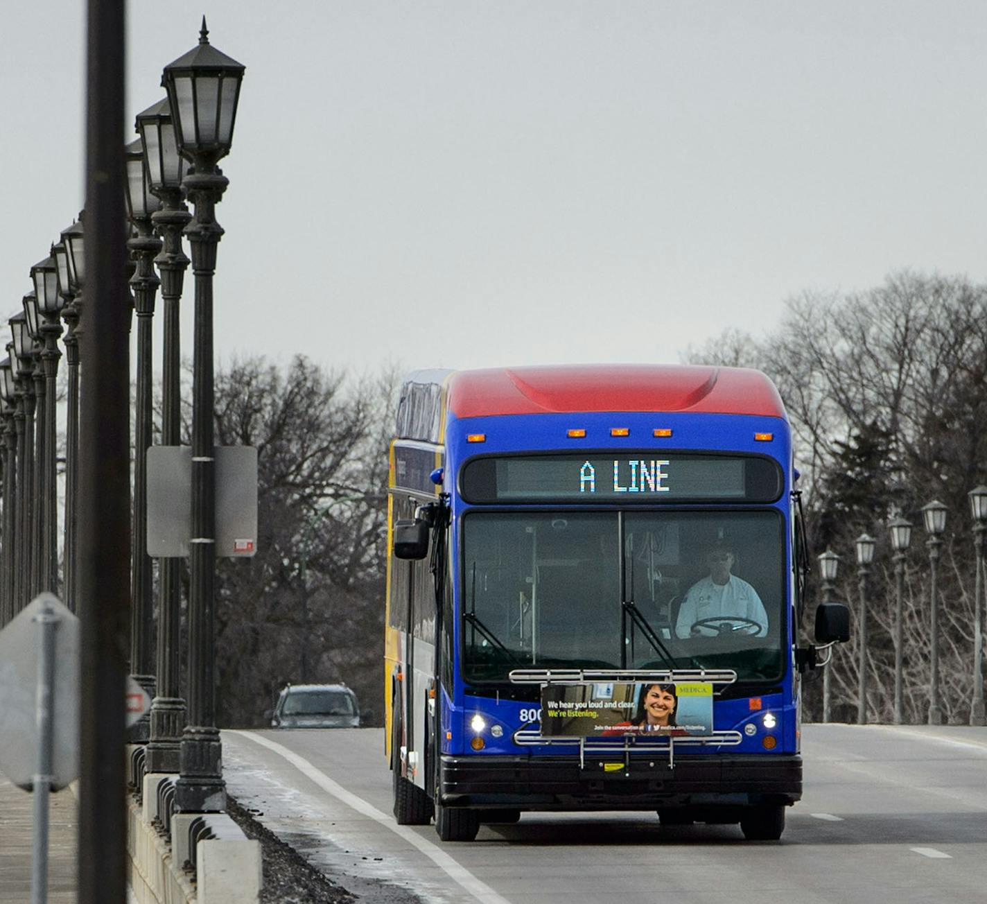 A new A Line bus on Ford Parkway. ] GLEN STUBBE * gstubbe@startribune.com Wednesday, February 10, 2016 We get a tour of the new Arterial Bus-Rapid Transit system on Snelling Ave., which will connect the 46th Blue Line light-rail station to Rosedale later this spring.Though a dozen BRT lines are planned for the Twin Cities, only one has opened so far -- the Red Line, which connects the Mall of America to Apple Valley (and with mixed results). Purists say the Snelling Ave. line is not a true BRT b