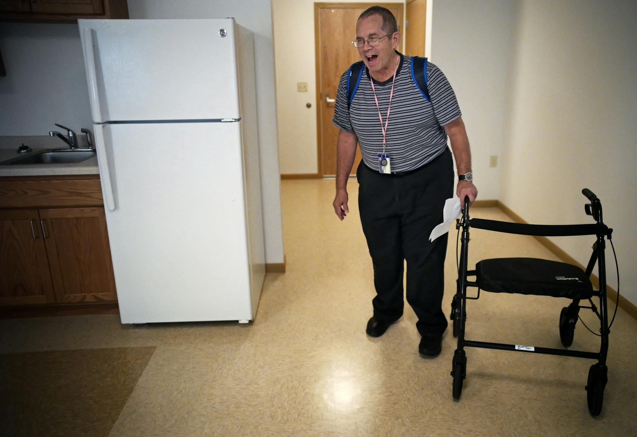 Joe Silanpa,68, a Vietnam War veteran, was pleased with his new digs at the Vets East housing. He has been staying with his daughter and jokingly said that "even the cockroaches are new" about his new studio.