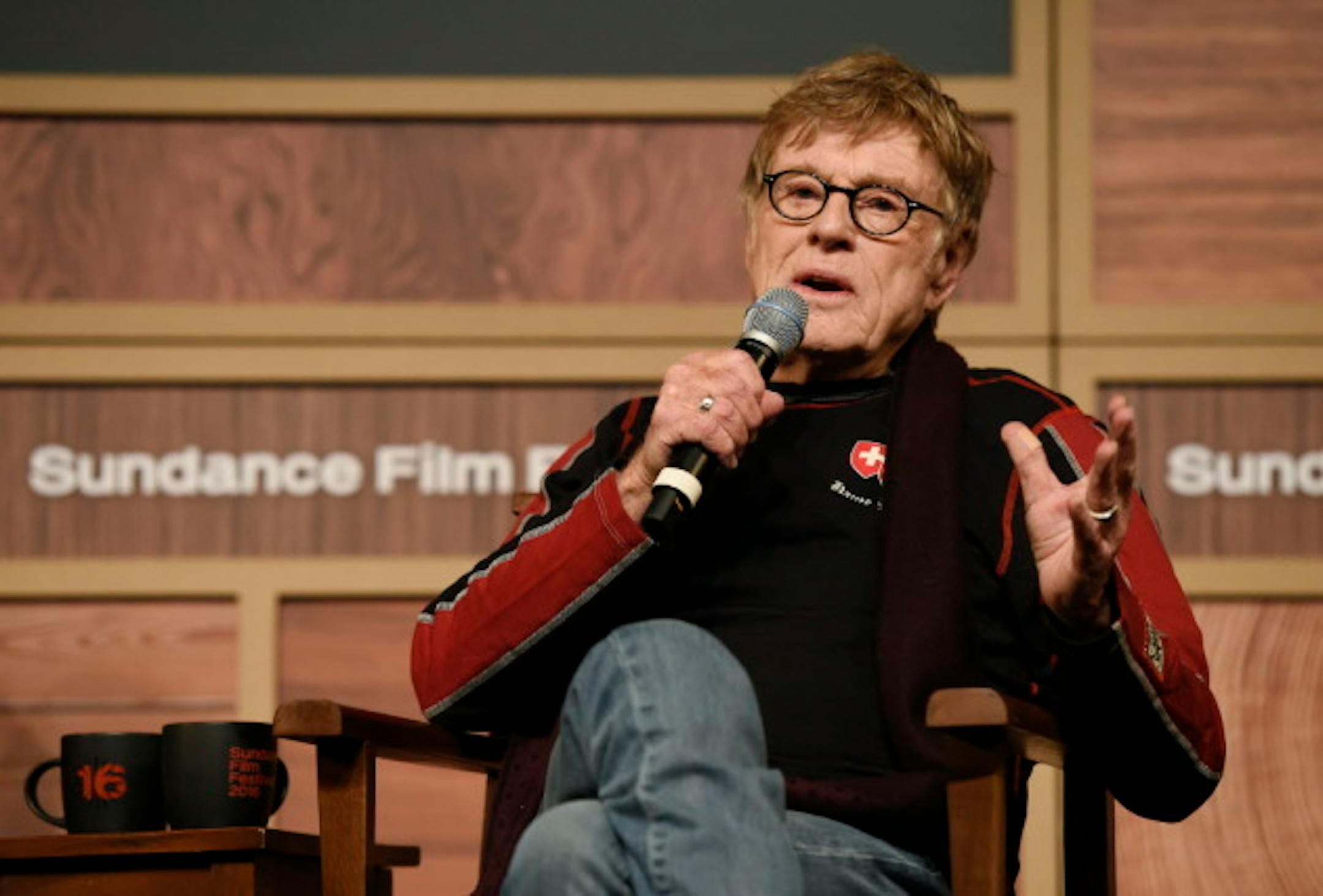 Robert Redford, founder and president of the Sundance Institute, addresses reporters during the 2016 Sundance Film Festival Opening Day Press Conference at the Egyptian Theatre on Thursday, Jan. 21, 2016, in Park City, Utah. (Photo by Chris Pizzello/Invision/AP)