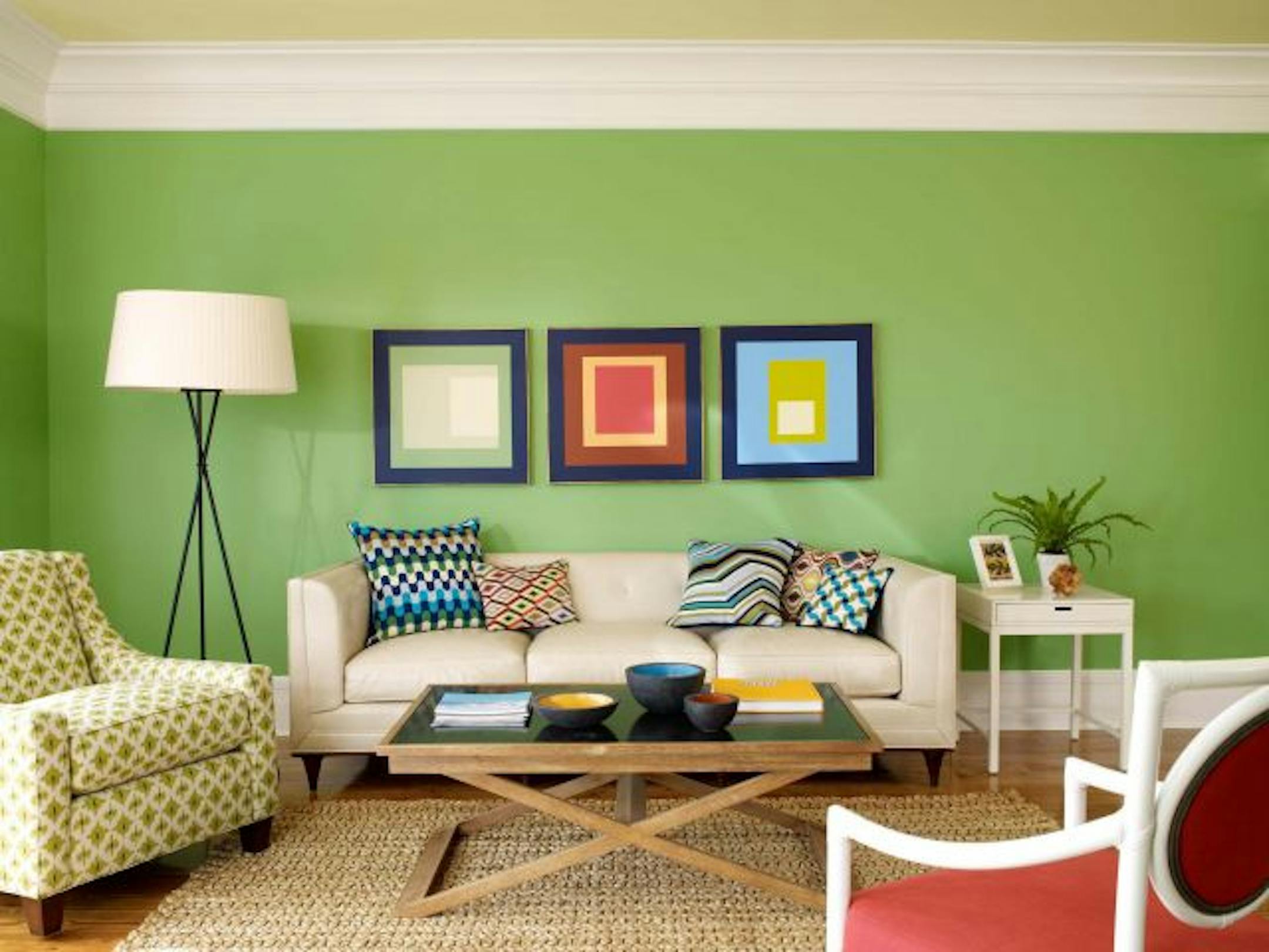 Family room in Cedar Green paint from Benjamin Moore
