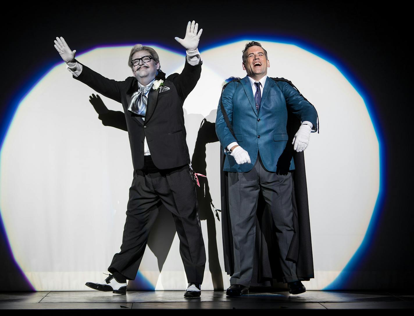 Craig Colclough as Don Pasquale and Andrew Wilkowske as Dr. Malatesta in Minnesota Opera's "Don Pasquale."