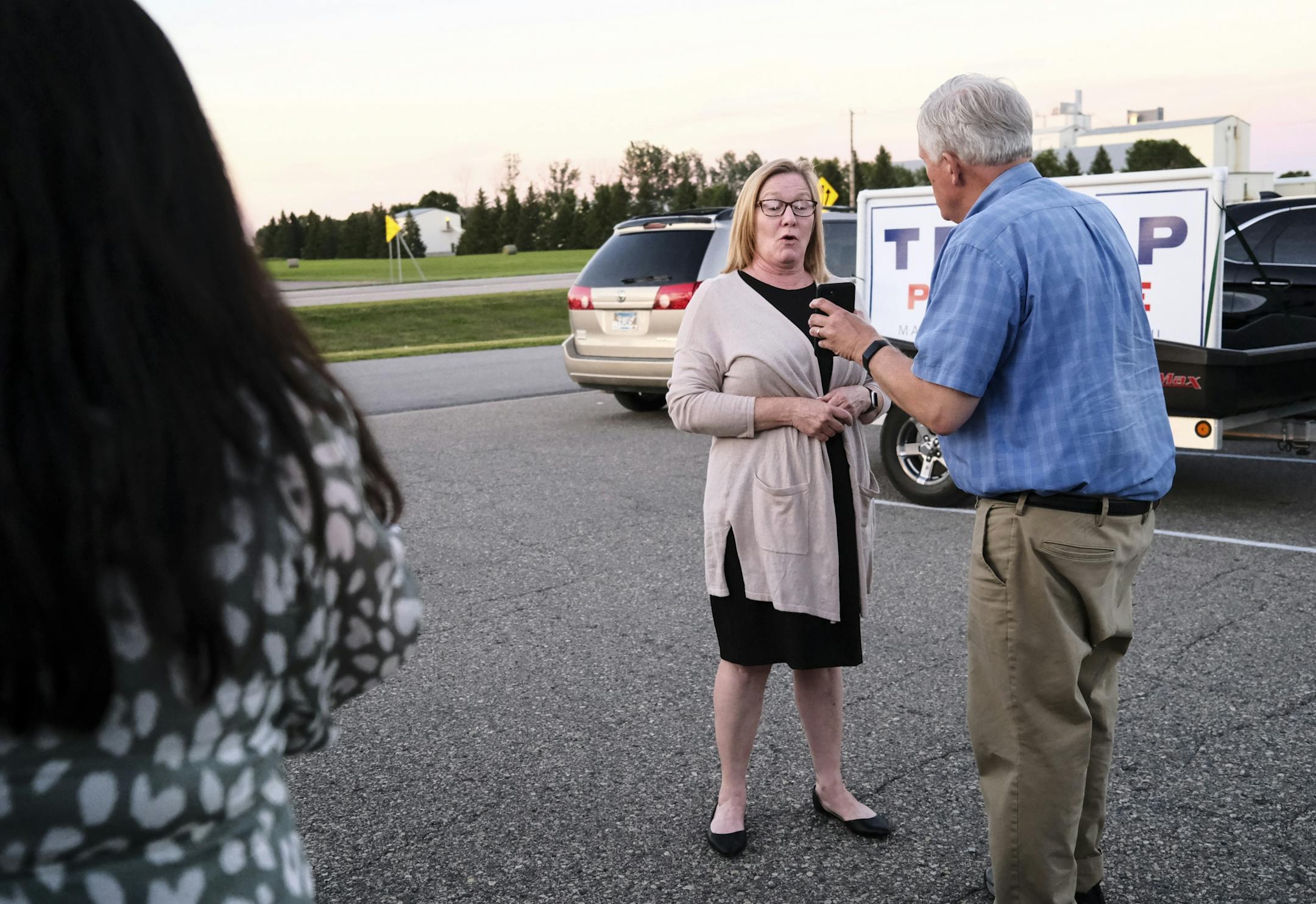 CD-7 congressional candidate Michelle Fischbach arrived to just-released poll numbers at her watch party in Olivia, Minn., Tuesday night.