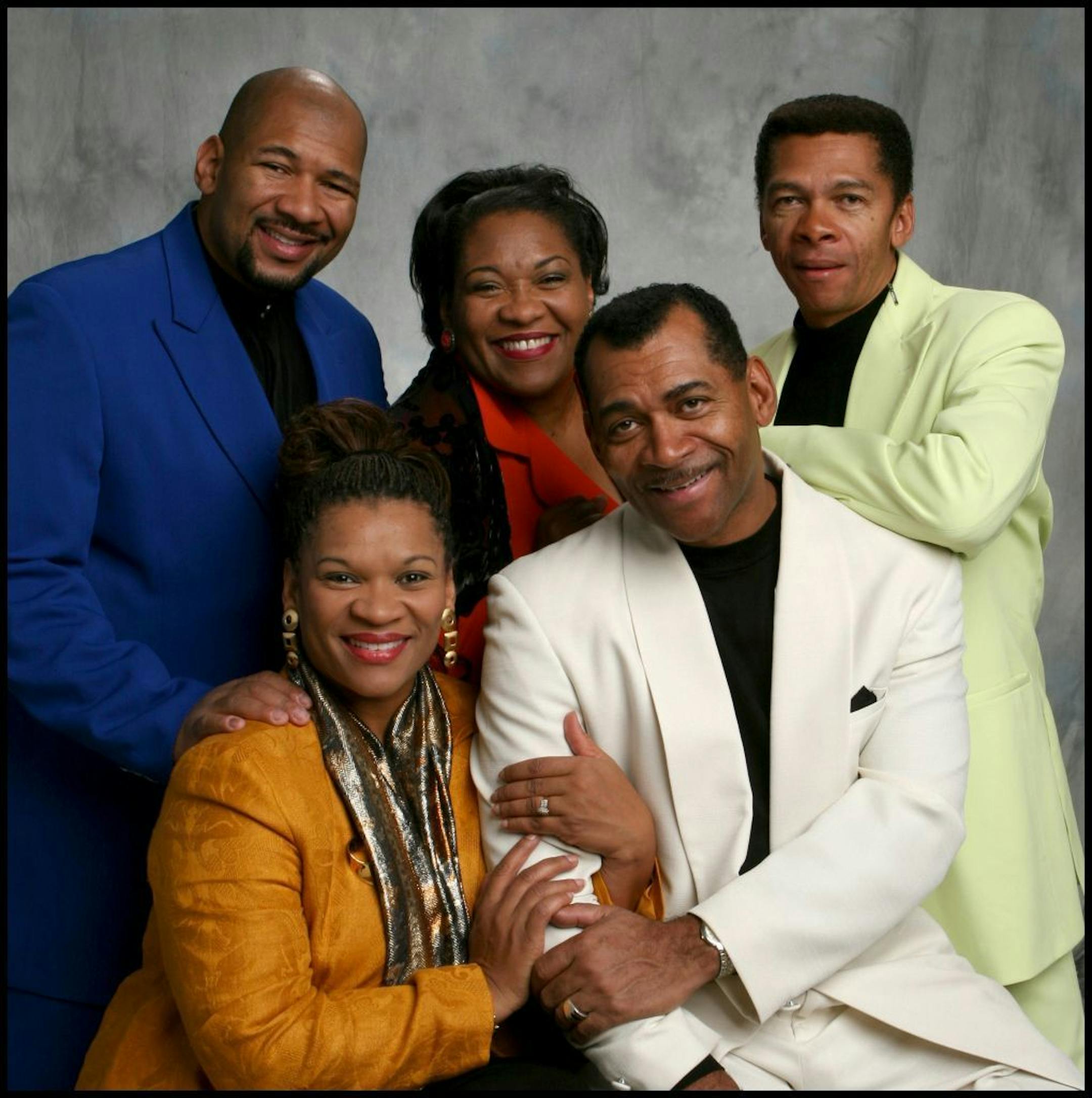 Jevetta, left, is a singer and actress who performs with her siblings, The Steeles (Billy, upper left; Jearlyn, center; J. D., upper right; and Fred, right).