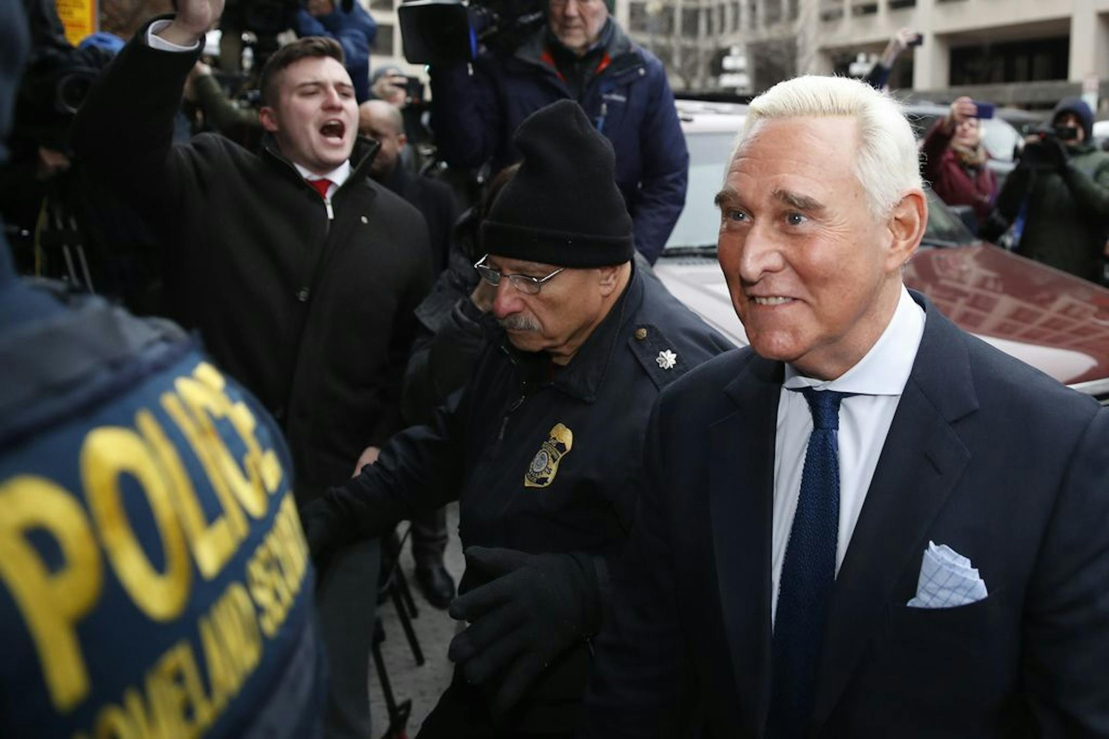 Former campaign adviser for President Donald Trump, Roger Stone arrives at Federal Court, Tuesday, Jan. 29, 2019, in Washington. Stone was arrested in the special counsel's Russia investigation and was charged with lying to Congress and obstructing the probe.