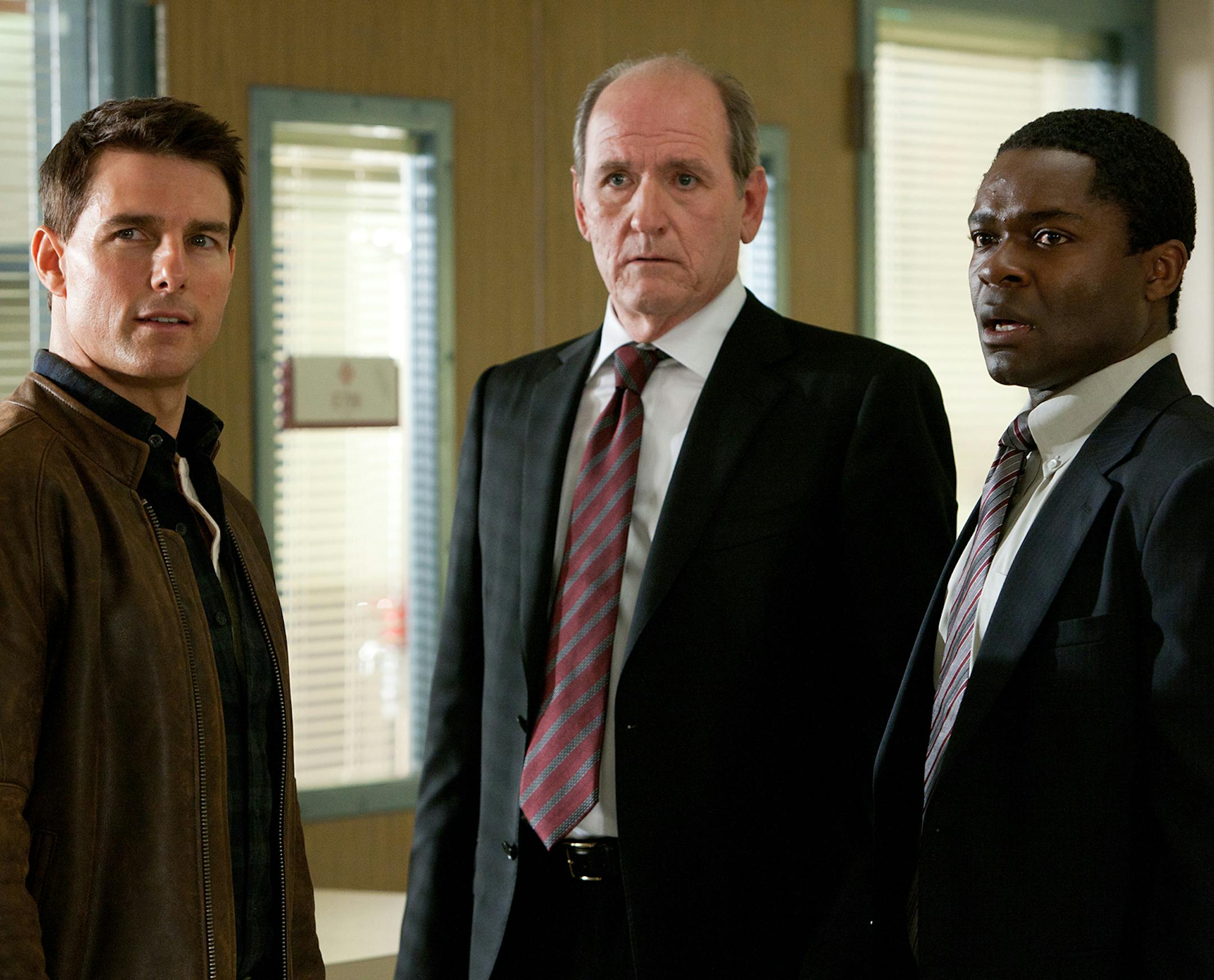 (Left to right) Tom Cruise is Reacher, Richard Jenkins is Rodin and David Oyelowo is Emerson in JACK REACHER, from Paramount Pictures and Skydance Productions.