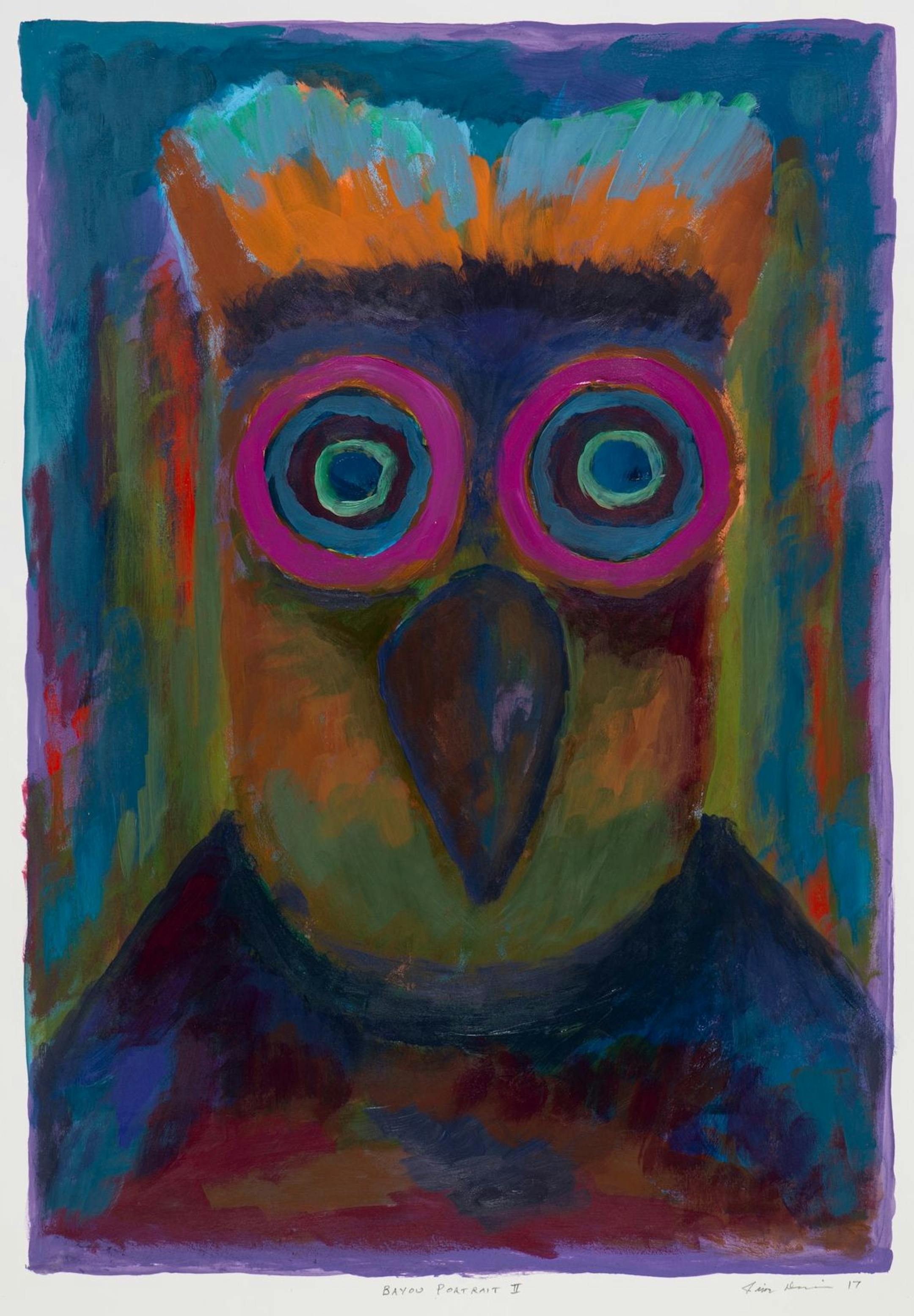 "Bayou Portrait" by Jim Denomie (2017, 30 x 22 inches, acrylic on paper)
