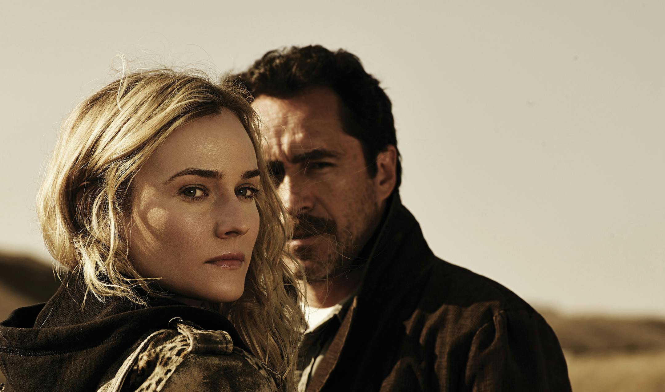 THE BRIDGE (Series Premiere, Wednesday, July 10, 10:00 pm e/p) -- Pictured: (L-R): Diane Kruger as Sonya Cross, Demian Bichir as Marco Ruiz -- CR: Frank Ockenfels/FX
