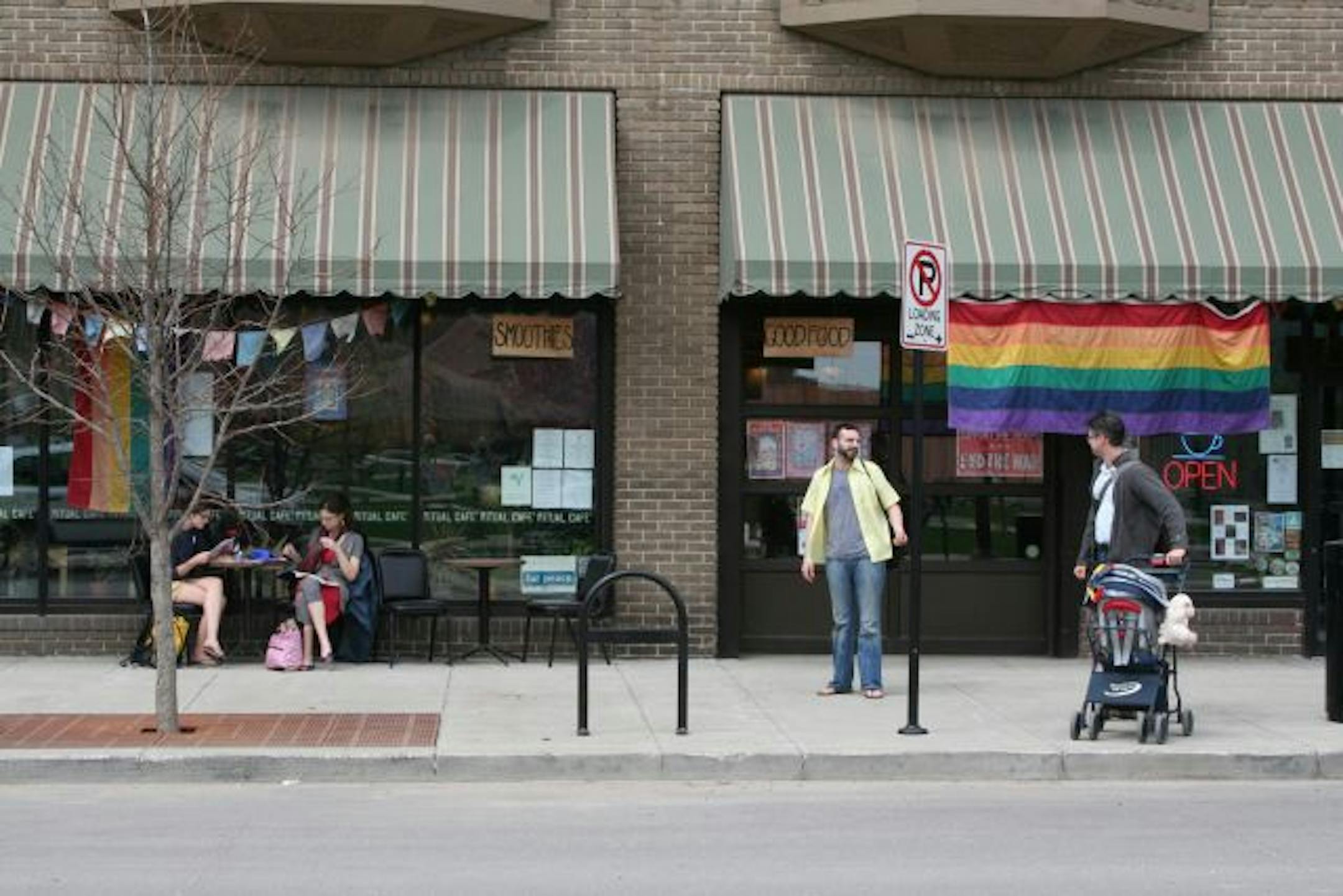 The left-leaning Ritual Cafe in Des Moines, Iowa freely advertises its gay roots. Two lesbians opened the business four years ago as a place for anyone to feel welcome, whether in a suit or in drag. It does a brisk business, from college students to construction workers.