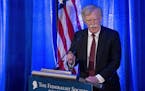 FILE - In this Monday, Sept. 10, 2018 file photo, National Security Adviser John Bolton speaks at a Federalist Society luncheon at the Mayflower Hotel