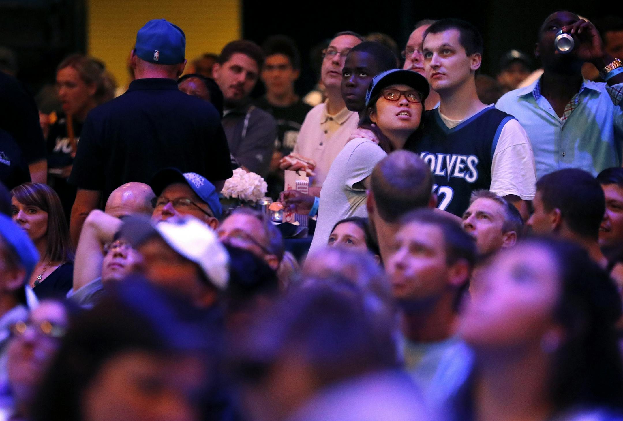Fans waited for for the Timberwolves to make the fifth pick of the NBA draft at Target Center.