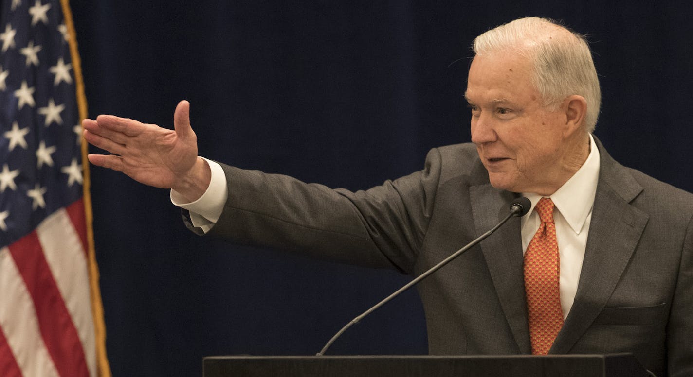 Attorney General Jeff Sessions addressed the summer meeting of the nation's district attorneys from around the country at the Hilton July, 17 2017 Minneapolis, MN. ] JERRY HOLT &#xef; jerry.holt@startribune.com