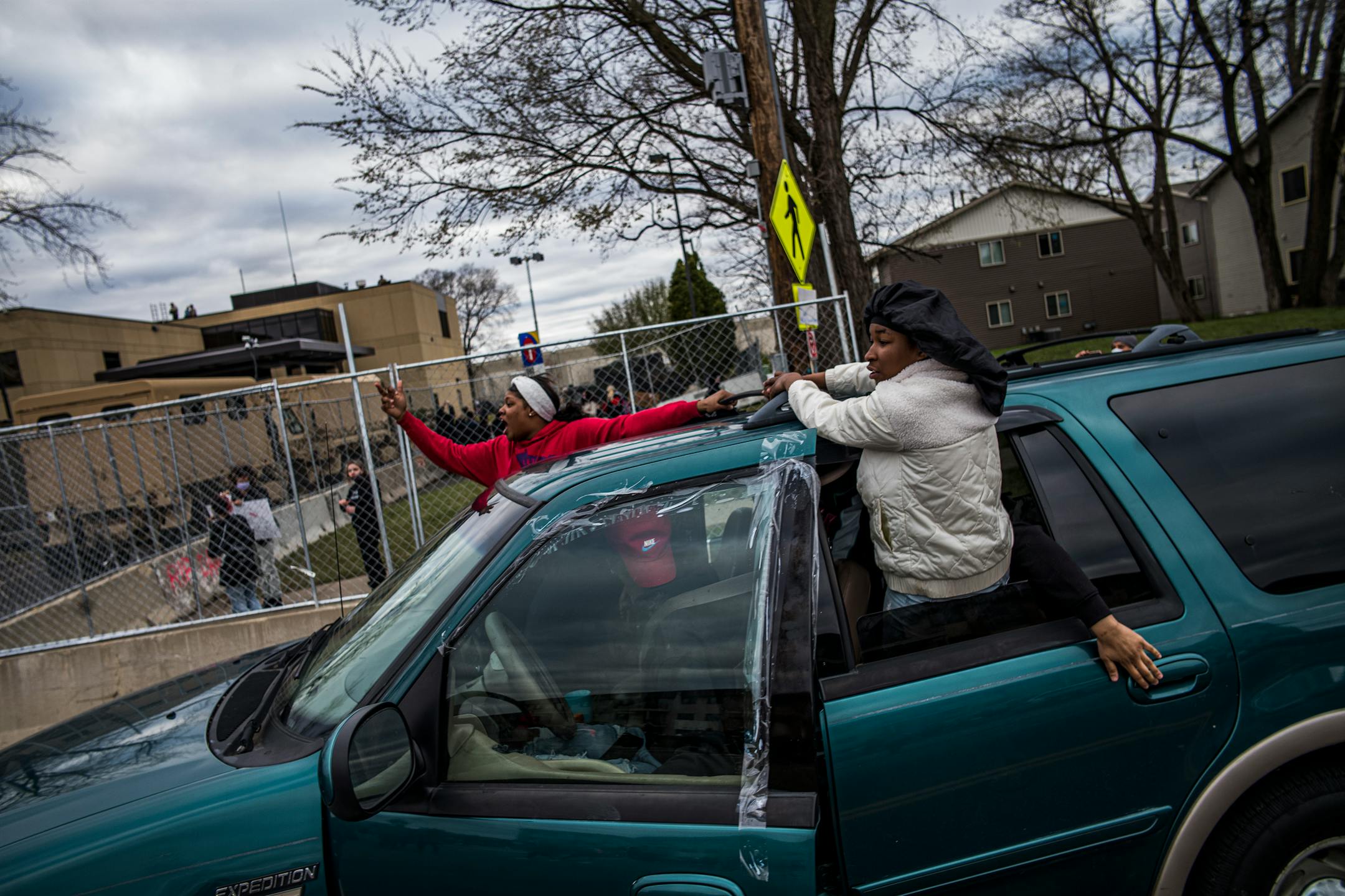 People protest near the Brooklyn Center Police Department in response to the fatal police shooting of Daunte Wright, Thursday, April 15, 2021 in Brooklyn Center, Minn. Former Brooklyn Center police officer Kimberly Potter was charged with second degree manslaughter after the shooting. ] RICHARD TSONG-TAATARII ¥ Richard.Tsong-Taatarii@startribune.com