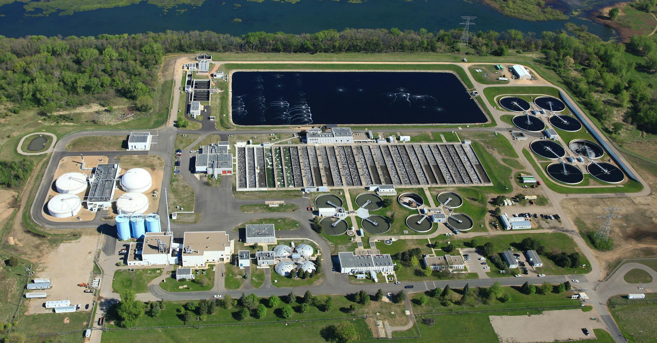Aerial view of Blue Lake Wastewater Treatment Plant - looking north Photo must be accompanied by credit line: Photo by Bordner Aerials