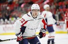 Washington Capitals center Travis Boyd (72) plays against the Detroit Red Wings in the first period of an NHL hockey game Thursday, March 22, 2018, in