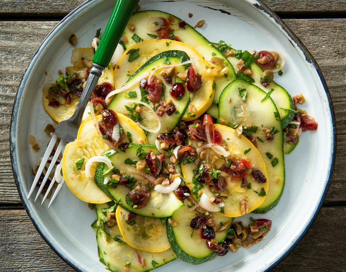 Fresh Zucchini and Yellow Squash Salad; recipe by Beth Dooley, photo by Mette Nielsen, Special to the Star Tribune