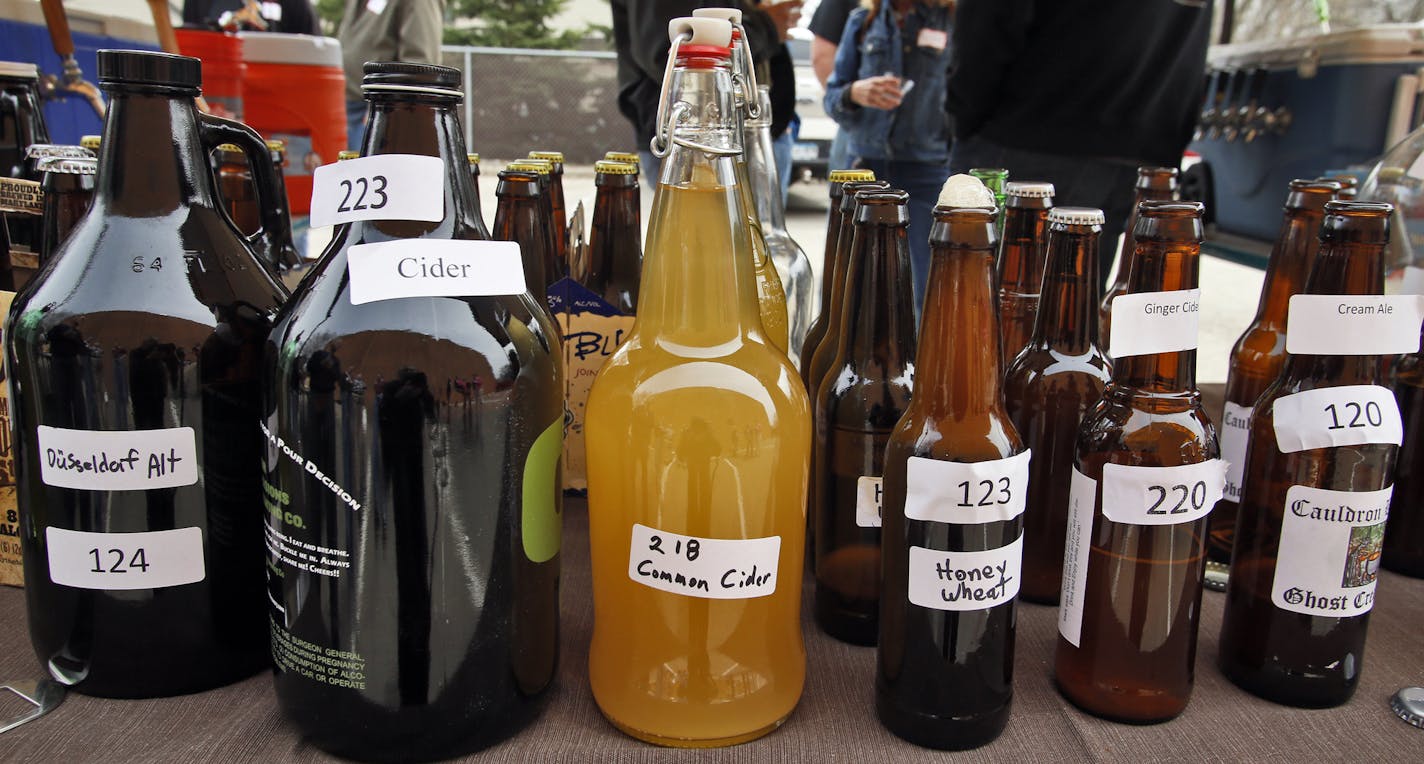 A sample of some of the home brews offered at the festival. ] Fifth annual home brew fest at Midwest Supplies in St. Louis Park. (MARLIN LEVISON/STARTRIBUNE(mlevison@startribune.com)