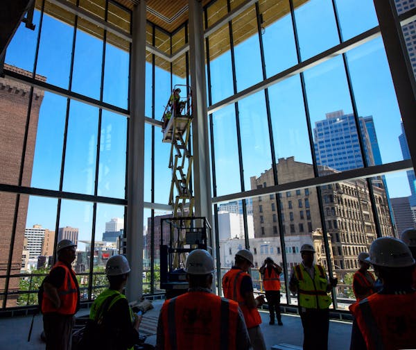 The Target Center renovation added large windows in concourses and a large atrium to look out on Hennepin Avenue and the Minneapolis skyline.