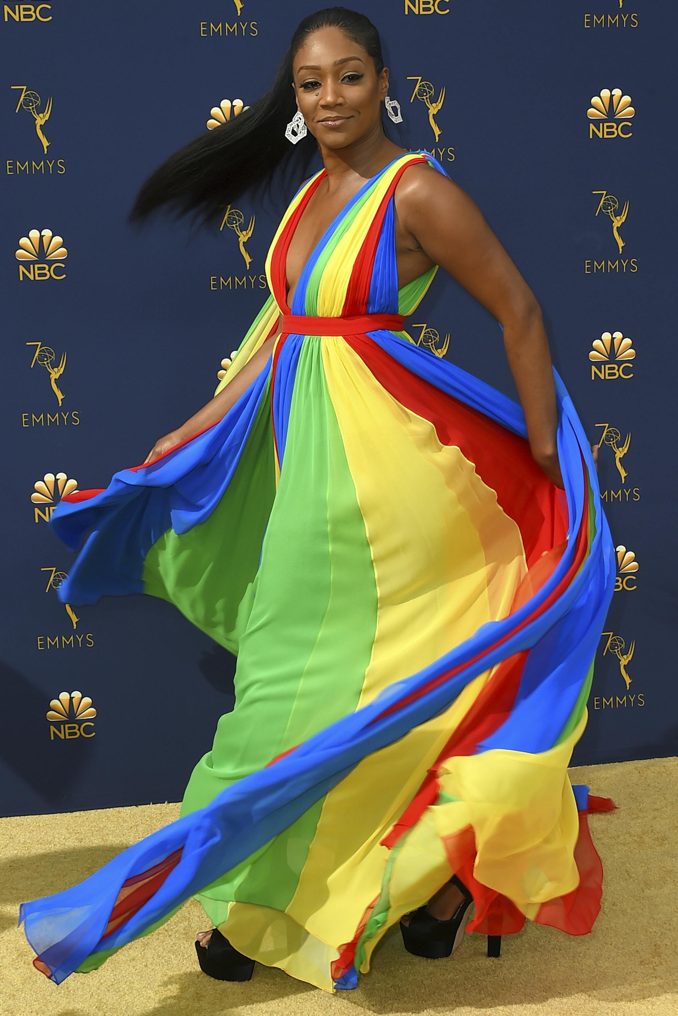 Tiffany Haddish arrives at the 70th Primetime Emmy Awards on Monday, Sept. 17, 2018, at the Microsoft Theater in Los Angeles. (Photo by Jordan Strauss/Invision/AP)