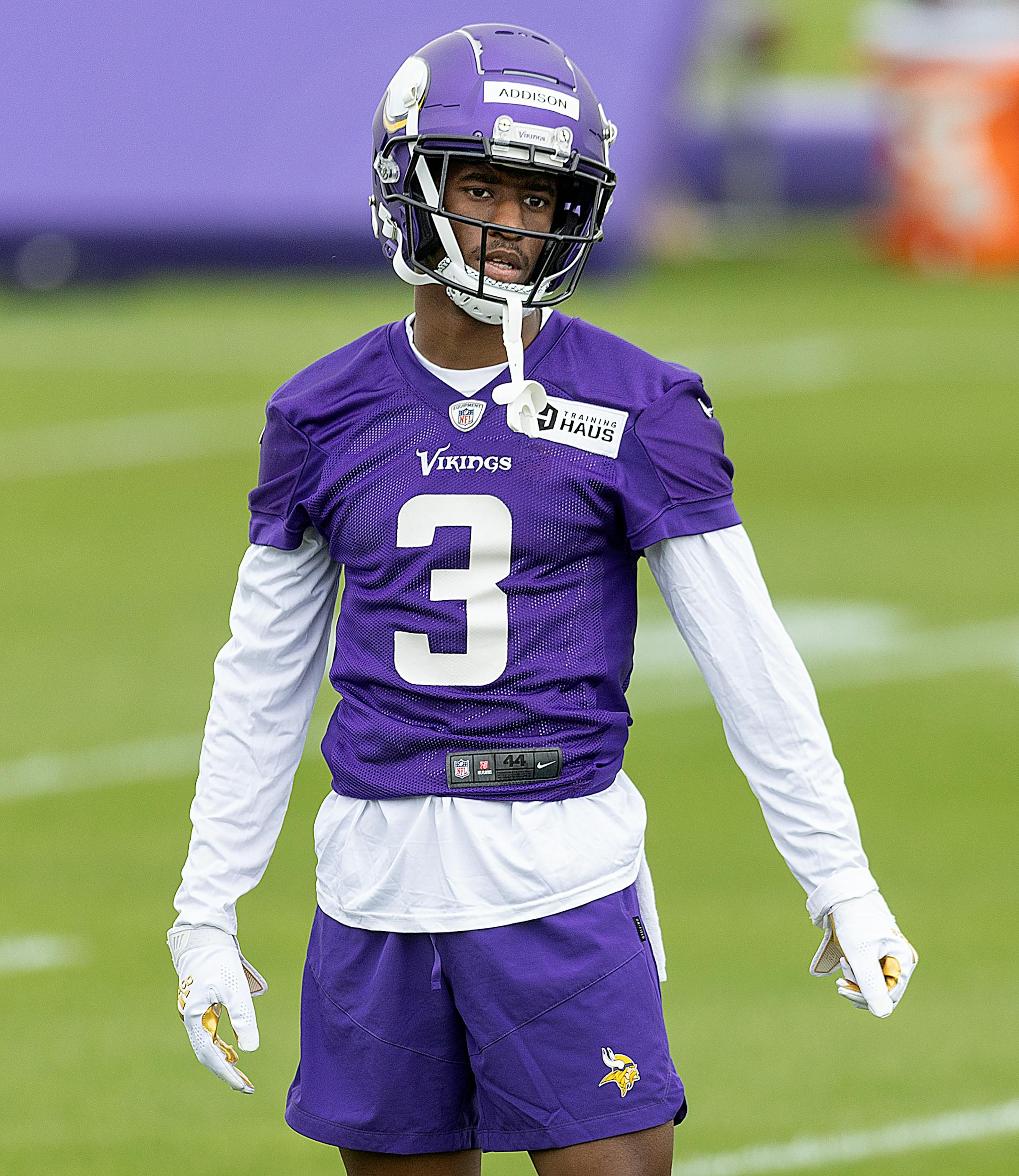 Minnesota Vikings Receiver Jordan Addison, left,
