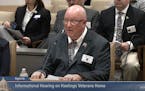 Minnesota’s Veterans Affairs Department Commissioner Larry Herke speaks to state senators at a hearing Tuesday about allegations regarding Hastings 