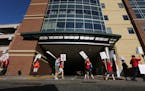Thousands of nurses walked around Abbott Northwestern hospital on the first day of a strike in June.