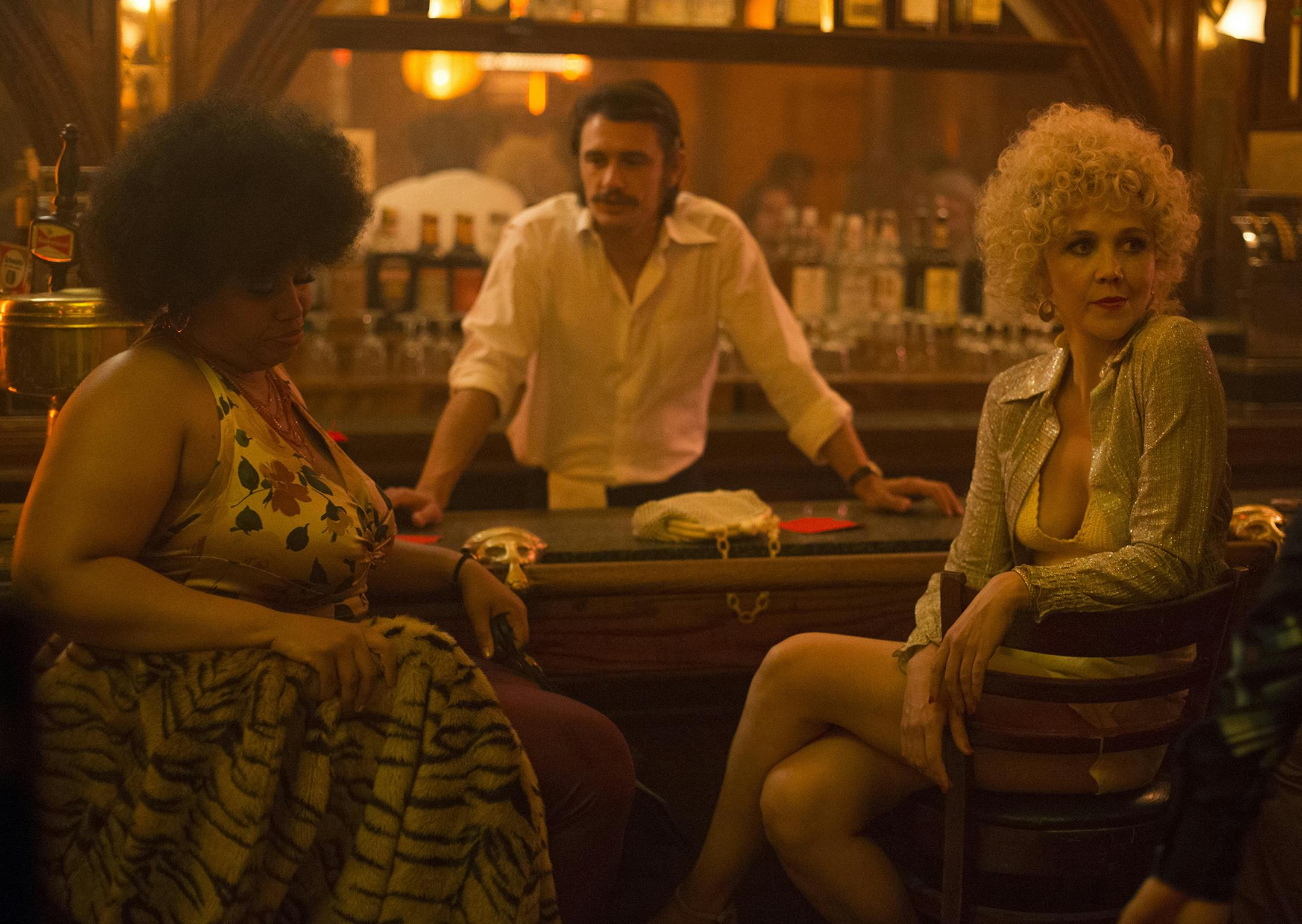 Pernell Walker, James Franco and Maggie Gyllenhaal in "The Deuce."
photo: Paul Schiraldi, HBO