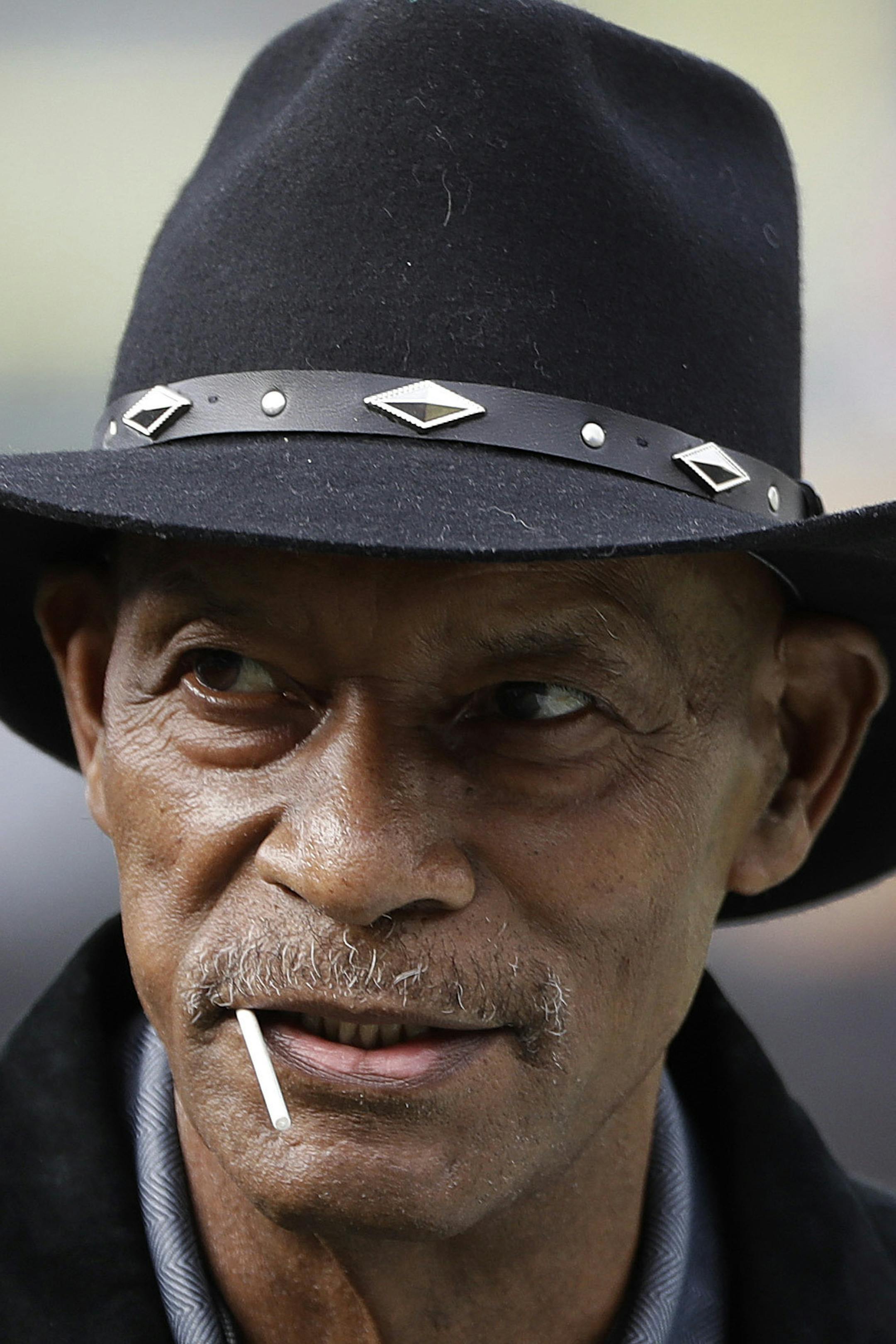File-This Oct. 19, 2017, file photo shows Pro football hall of famer Willie Brown before an NFL football game between the Oakland Raiders and the Kansas City Chiefs in Oakland, Calif. Brown, who provided the iconic play of the Oakland Raiders' first Super Bowl title, died on Tuesday, Oct. 22, 2019. He was 78. The Raiders and Pro Football Hall of Fame announced Brown's death but did not reveal a cause. He had been dealing with cancer. (AP Photo/Marcio Jose Sanchez, File)