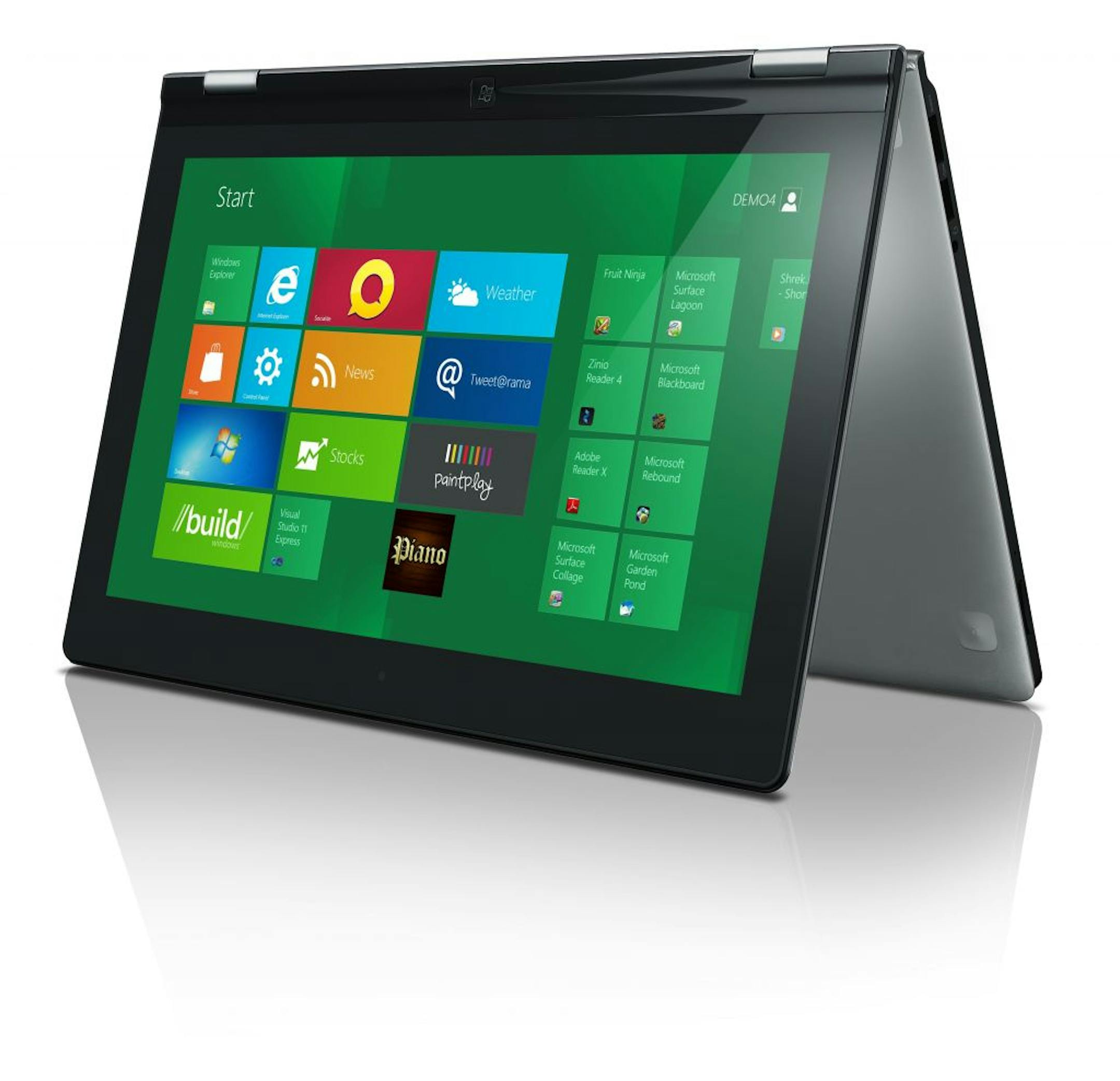 A product shot of Lenovo's Yoga PC. With the keyboard folded back, the 17-millimeter thick laptop becomes a tablet running Windows 8 operating system. (Handout via The New York Times) -- NO SALES; FOR EDITORIAL USE ONLY WITH STORY SLUGGED CIR-GEEK-NOTES. ALL OTHER USE PROHIBITED.