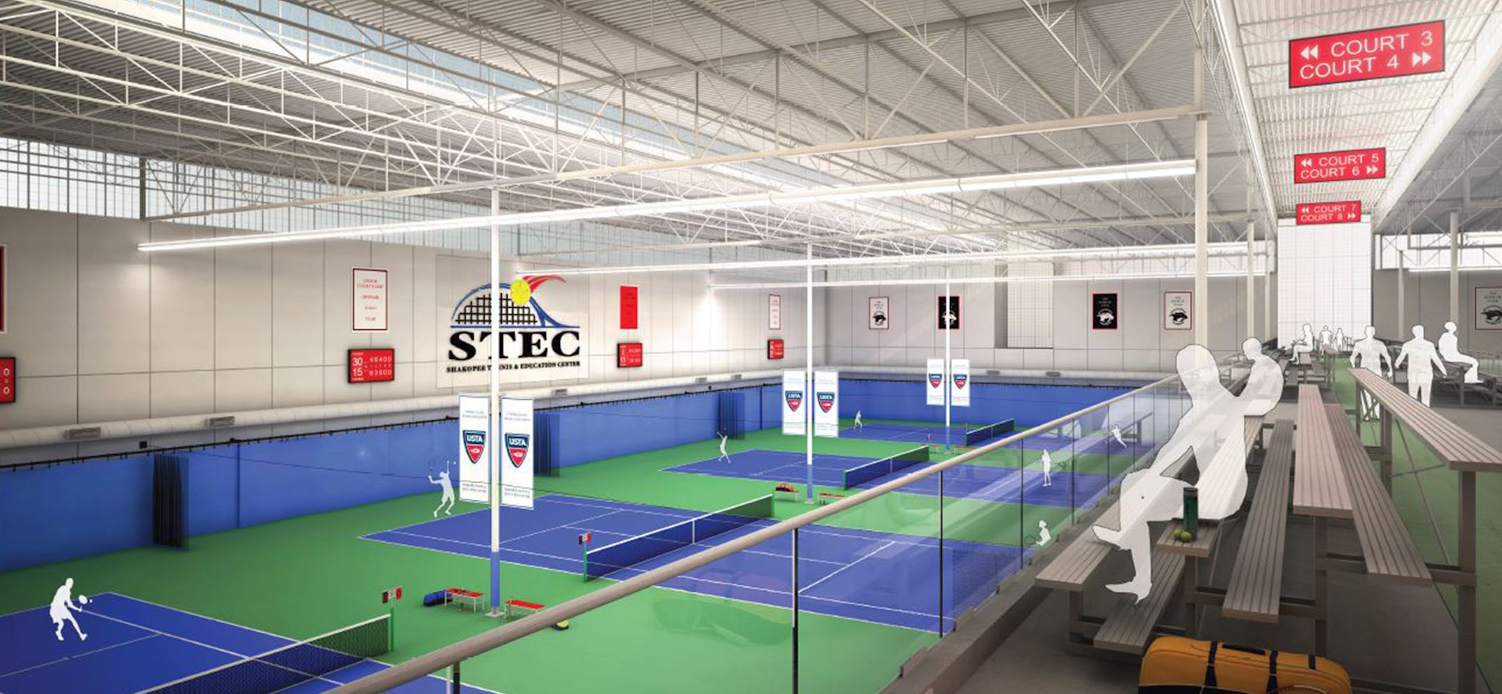 Proposed Shakopee Tennis and Education Center, indoor courts view. Cuningham Group June 2014