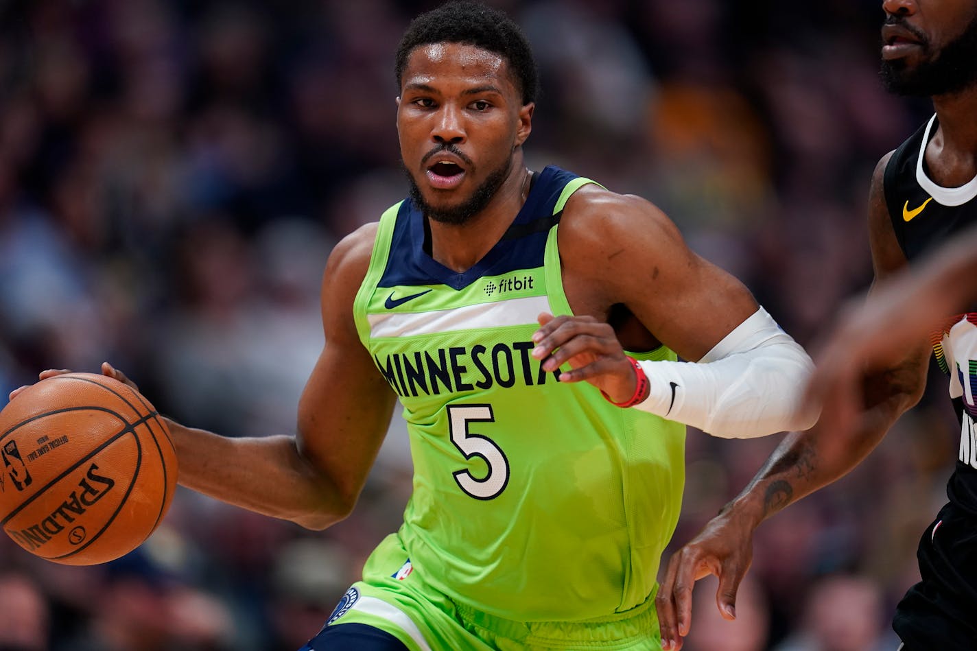 Timberwolves President Gersson Rosas offered support to Malik Beasley (5) after the guard was arrested for narcotics possession and possession of a stolen gun in Plymouth on Saturday.