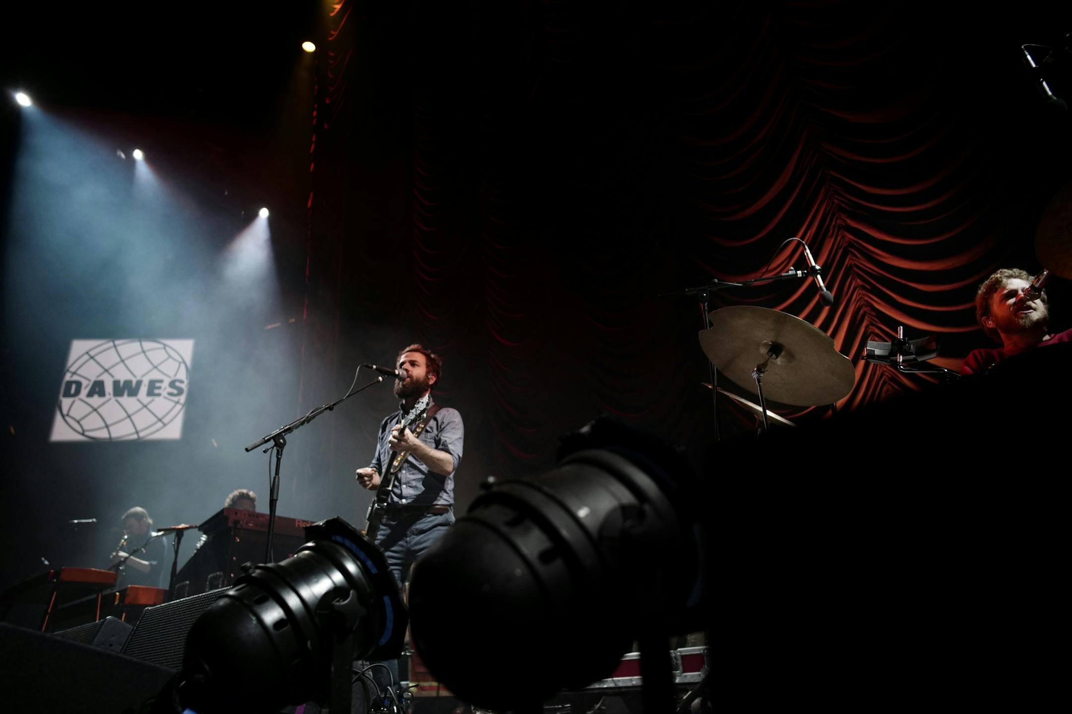 Lead singer and guitarist Taylor Goldsmith jams away while his brother Griffin drummed away. Dawes, a noteworthy favorite here in town, opened for the Kings of Leon.