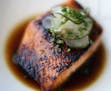 The miso glazed salmon features dashi and cucumber. Chef/owner Alex Roberts has revitalized his 17-year-old operation with the addition of an all-day 