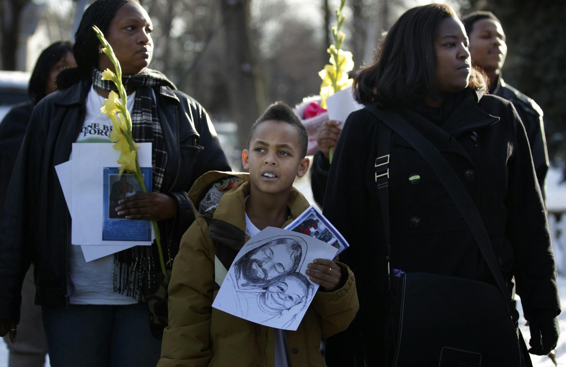 during funeral services for 3-year-old Terrell Mayes Wednesday in Minneapolis, MN at True Vine Missionary Baptist Church.
