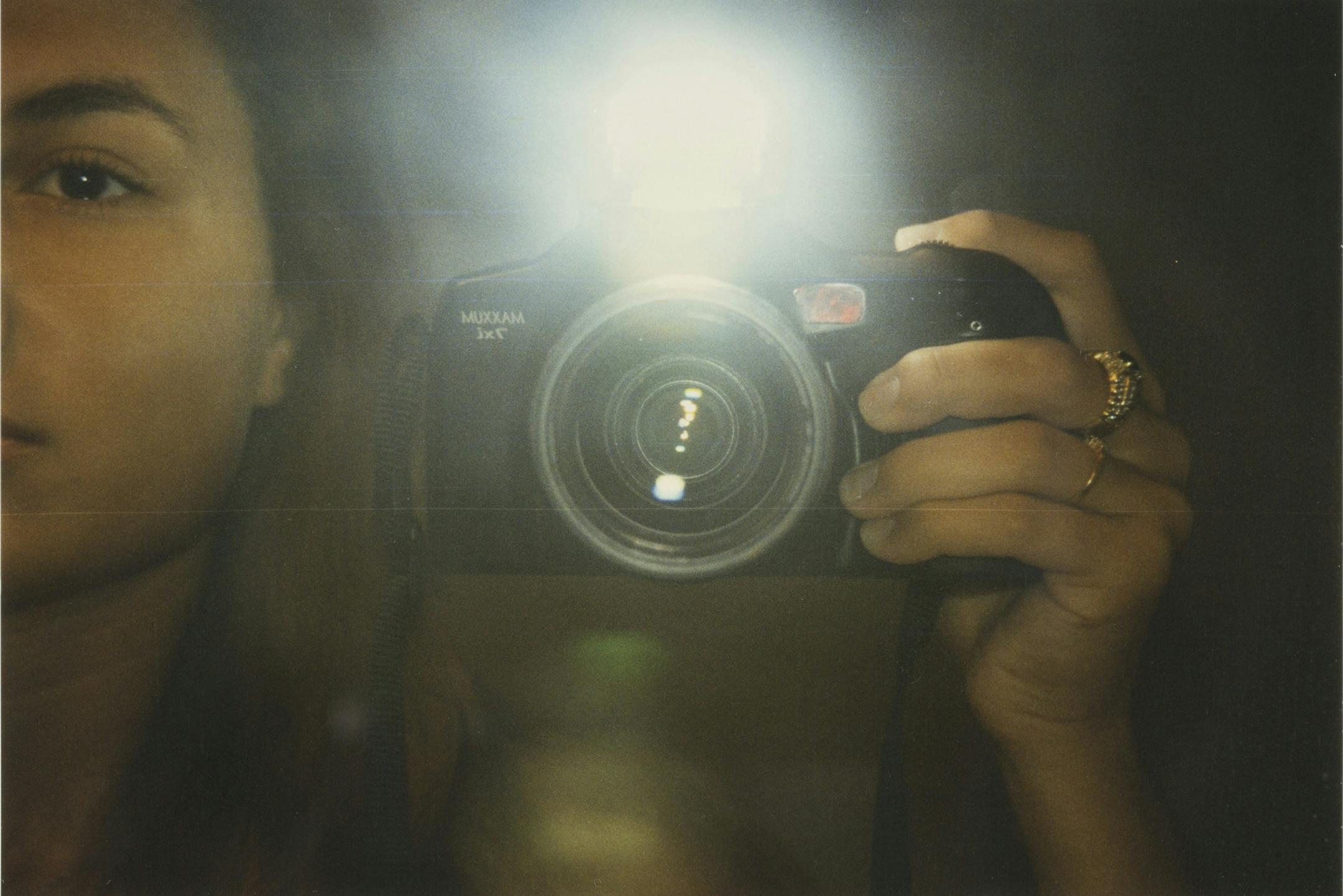 One of the self-portraits in Anne Collier's show.