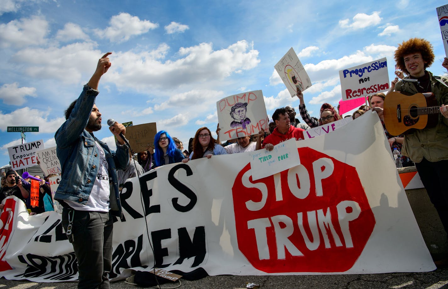 Wherever Donald Trump goes, protesters seem to follow. Janesville was no exception on Tuesday with demonstrators gathering outside his hotel rally.